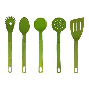 Imagem de Jogo Conjunto De Talheres Nylon Utensílios Verde 5 Peças