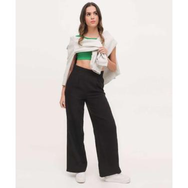 Imagem de Calça Pantalona Feminina Textura Marisa-15717, Preto, M