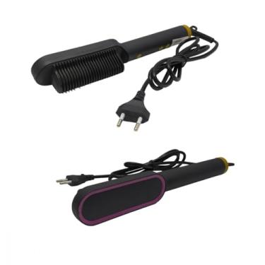 Imagem de Escova Modeladora e Alisadora Elétrica com Controle de Temperatura, Verde, 5 Níveis de Temperatura Ajustáveis, 45W, Bivolt 110V/220V, para Cabelos Compridos e Secos