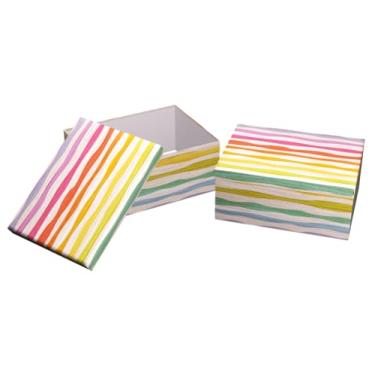 Imagem de Caixa para Presente Cartonada VMP – Kit 10 Unidades | Tamanhos Diversos | Motivo Arco Iris| Papelão Rígido Premium | Embalagem Elegante para Presentes e Lembranças