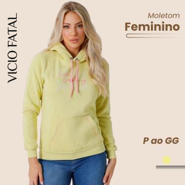 Imagem de Moletom Feminino com Capuz Inverno Aconchegante Bolso Canguru Prático Tecido Anti-Frio-Feminino