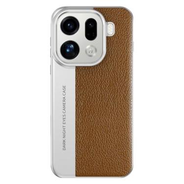 Imagem de HAOMRIYL Capa para Oppo Find X9/X9pro, capa de telefone de proteção à prova de choque com revestimento fino de couro para negócios PC emenda à prova de choque, marrom, X9