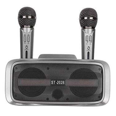 Imagem de Akozon ST-2028 de Alto-falantes Portátil de karaokê - Máquina de karaokê Com 2 Microfones Sem Fio para Casamentos, Festas e Palestras - Design Elegante Prateado e Preto