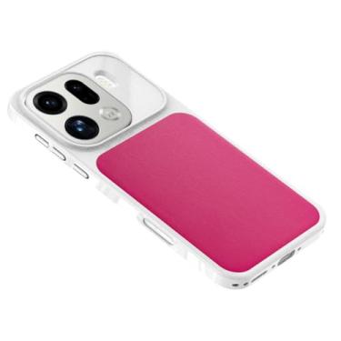 Imagem de HAOMRIYL Capa para Oppo Find X9/X9pro, capa de couro PC de cor de emenda rígida à prova de choque fina proteção anti-impressão digital, vermelho, X9