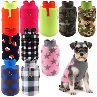 Imagem de Reginary Pacote com 10 Suéteres para Cachorros 2GG Roupas de Lã para Cães de Estimação com Anel de Coleira Macio Quente Inverno Filhote de Cachorro Camisa Xadrez (Brilhante)