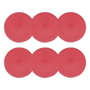 Imagem de Cj 6 Lugares Americanos de Plástico Redondo Fresno Espiral Vermelho 38cm Lyor