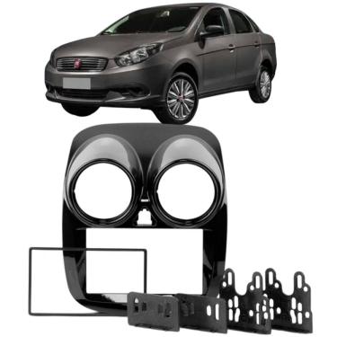 Imagem de Moldura 2 Din Grand Siena 2021 Black Piano Painel Central Multimidia 6.2 e 7 Polegadas Som