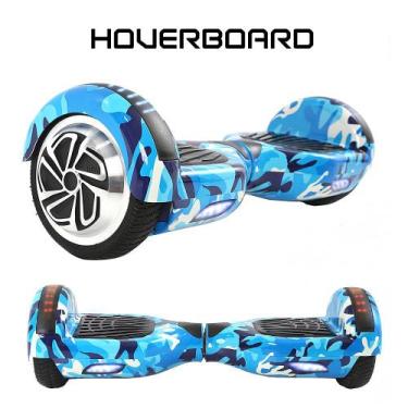 Imagem de Skate Eletrico 6,5 Azul Militar Hoverboard Bluetooth e Led