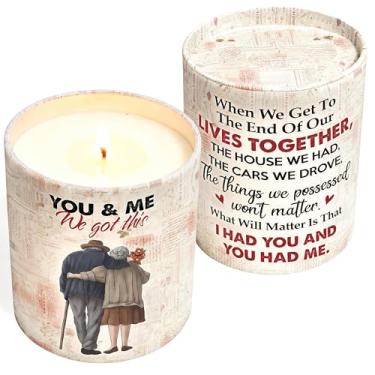 Imagem de Vela de lavanda – presentes românticos para ela, ele, mulheres, homens, esposa, namorada, namorado, marido – presente para casais para aniversário, Natal, Dia dos Namorados e mais – Material de meia