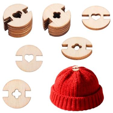 Imagem de 60 Peças Botões de Pompom Madeira Removíveis, Botões de Pompom para Gorros Prendedores para Gorros Tricô Artesanato DIY Acessórios Vestuário (Coração + Cruz)