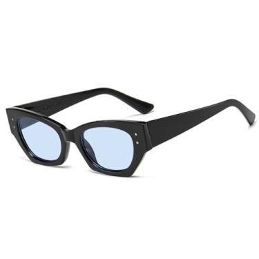 Imagem de Óculos de Sol Cat Eye Candy Colors Feminino Cinza Grosso Masculino UV400 para Esportes ao Ar Livre, Corrida e Ciclismo, Preto Azul