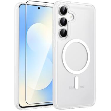 Imagem de FNTCASE Capa para Samsung Galaxy S25 FE: Capa protetora magnética translúcida fosca à prova de quedas de grau militar - Capa protetora S25Fe fina, resistente, durável, à prova de choque (branco-6,7