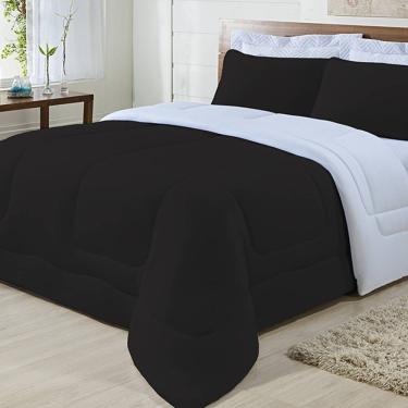 Imagem de Edredom Dupla Face 100% Algodão Malha Casal Gran Moratta 01 Peça - Branco/ Preto