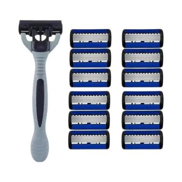 Imagem de Navalha De Segurança Masculina Em Aço Inoxidável Com Lâmina De 6 Camad