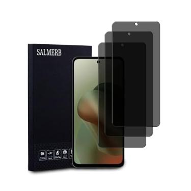 Imagem de SALMERB Pacote com 3 protetores de tela de privacidade compatíveis com Moto G56 protetor de tela anti-espião Película de dureza 9H antiarranhões (preto transparente)