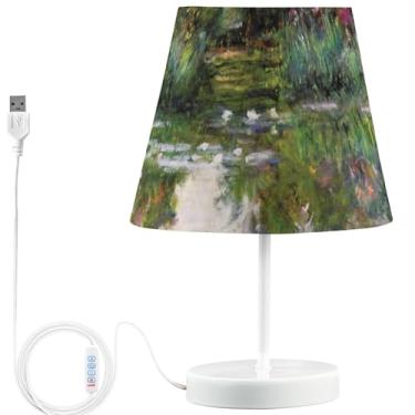 Imagem de TSENQUE Luminária de mesa personalizada Claude Monet arcos floridos Giverny lâmpada de mesa de cabeceira LED moderna lâmpada de cabeceira recarregável por USB para decoração de quarto