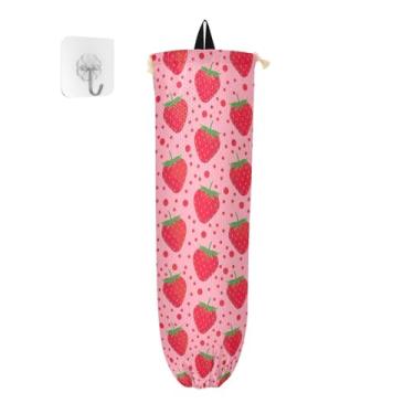 Imagem de Suportes de saco plástico de bolinhas de morango, bolsa de armazenamento de parede, organizador de sacolas plásticas de mercearia