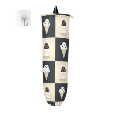 Imagem de 2 pacotes de sorvete de café preto e branco, suporte de sacola de compras, suporte de bolsa de parede, organizador de armazenamento para cozinha