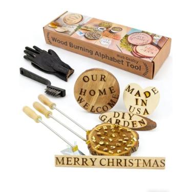 Imagem de 36 peças de ferros de marca de 5/20.3 cm, letra A-Z e número 0-9, ferro de marca de madeira pequeno personalizado para chapéus de madeira marca de couro e marcação de pão de bife (latão)