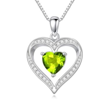 Imagem de WYDDO Colares de coração com pedra do mês de nascimento para mulheres, mãe, esposa, pedra do mês de nascimento e coração, joias, presentes para sua esposa, filha, mãe, One Size, Base, Pedra do mês de