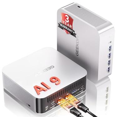 Imagem de GEEKOM Mini PC A9 Max AI com LAN dupla de 2,5 G, AMD Ryzen AI 9 HX 370, AMD Radeon 890M, 32GB DDR5 RAM 2TB M.2 NVMe SSD, Mini PC para jogos Windows 11 Pro/2xHDMI 2.1/Wi-Fi 7/BT 5.4/8K 4 Display/USB4