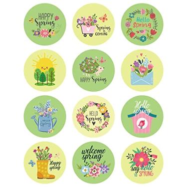 Imagem de Lucleag Happy Spring Stickers for Kids, Round Hello Spring Stickers, 12 Styles Spring Flowers Birds Butterfly Stickers for Candy Goodies Envelope Seals Gift Card Stickers Spring Party Decor 360pcs