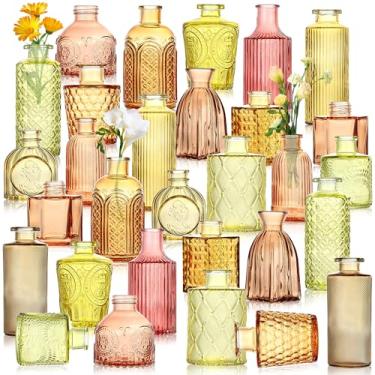 Imagem de Conjunto de vasos coloridos de 30 peças, vasos de vidro para centro de mesa de flores para decoração de casamento e festa, decoração de mesa de casa, vasos de botão a granel para inauguração de casa