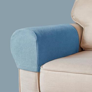 Imagem de CYTJHMD Capas para cadeira de apoio de braço, capa elástica para poltrona para sofá, descanso de braço, antiderrapante, elastano, poliéster, capas para sofá, poltrona, para móveis, conjunto de 2, azul