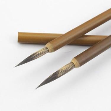 Imagem de 3 pincéis de pintura de arte chinesa, P, M, G, para linha de gancho, aquarela, caligrafia, pincéis de cabelo natural, ferramentas de arte profissional