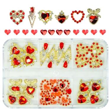 Imagem de Berloques de unhas luxuosos de coração para unhas, liga 3D, arte de unha, strass, pedras douradas, cristal, diamantes, joias, pedras, pregos, suprimentos de arte para unhas, decoração de unhas
