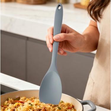 Imagem de 1 conjunto de espátula de silicone, espátula de grau alimentício para misturar, raspar, espalhar e preparar, uso na cozinha, cinza