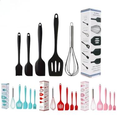 Imagem de Utensílios de cozinha de silicone com 5 peças Colher Espátula Pincel Espátula