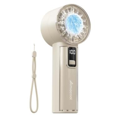 Imagem de AMACOOL Ventilador portátil com refrigerador de gelo, mini ventilador recarregável, resfriamento de 18 horas, velocidade ajustável de 0-100, pequeno, mas potente, ventiladores de mão pessoais para
