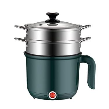 Imagem de Panela elétrica de 1,2 L, panela de macarrão rápida, mini panela, cozinha perfeita para ramen, ovo, macarrão, bolinhos, sopa, mingau, aveia, verde, decoração de três camadas