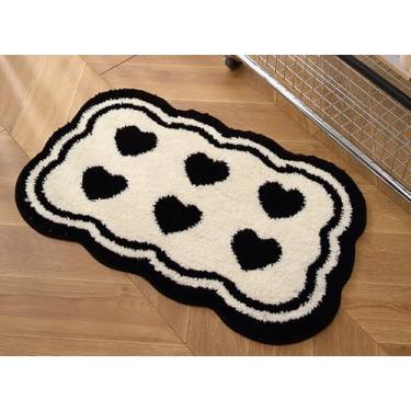 Imagem de Bazasa Tapete de banho preto e branco 81 cm x 50 cm lavável antiderrapante engraçado tapete de banheiro fofo tapete de microfibra absorvente ultra macio para chuveiro, banheira e quarto