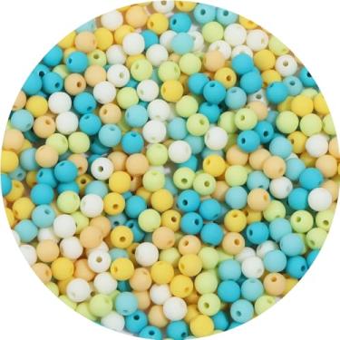 Imagem de 700 peças 6 mm contas de acrílico fosco redondas para artesanato contas espaçadoras com orifício para pulseira faça você mesmo, colar, brincos, chaveiro, joias, suprimentos artesanais, série