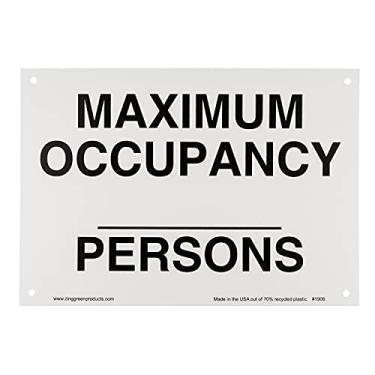 Imagem de ZING 1906 Placa de segurança ecológica com kit de números, ocupação máxima, plástico reciclado, 17,78 cm A x 25,4 cm L, preto sobre branco