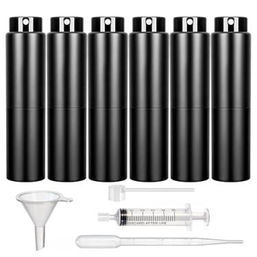 Imagem de Mezchi Pacote com 6 frascos de viagem de colônia, atomizador de perfume recarregável de 20 ml, frasco de spray de perfume de viagem à prova de vazamento com ferramenta dispensadora, pulverizador de