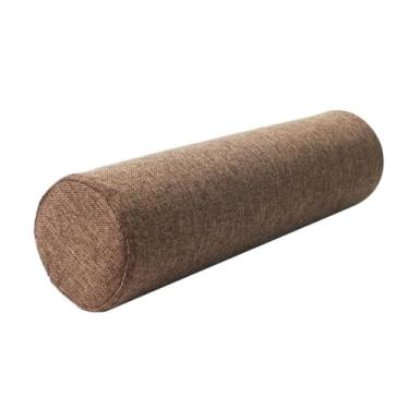 Imagem de SPXMQSS Travesseiro lateral com suporte de espuma viscoelástica, almofadas redondas para pessoas que dormem de lado, travesseiro longo, sofá, apoio de braço, almofada marrom 60 x 20 cm