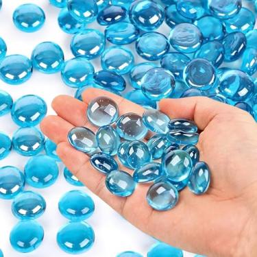 Imagem de Enchimento de vaso de pedras preciosas de vidro, pedrinhas decorativas para decoração de casa, centros de mesa, artesanato, exibição de aquário, 50 unidades (Azure)