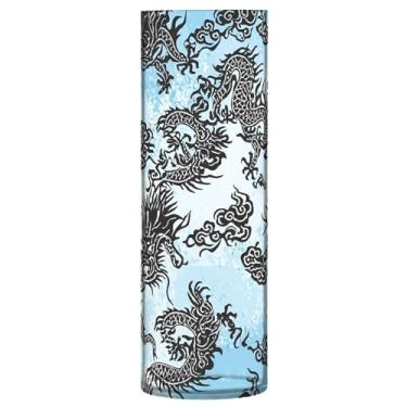 Imagem de CEBUGI Vaso de flor de dragão preto, 10 x 30 cm, vaso cilíndrico para flores, vaso transparente inquebrável para decoração de casa de festa de casamento