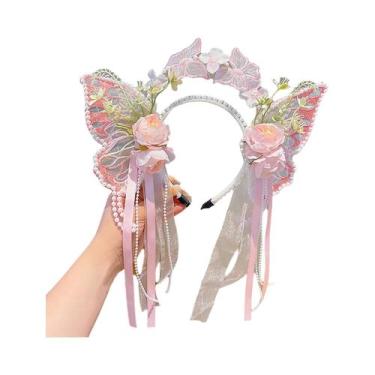 Imagem de Tiara De Flor De Fada Para Meninas Com Borboleta E Franjas, Acessórios