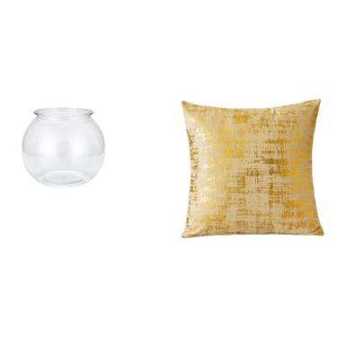 Imagem de Whtkoph Elegante Vaso Transparente em Formato de Pequeno Aquário, Perfeito Como Enfeite de Mesa de Escritório, Decoração de Casa Ou Capa de Almofada Quadrada.