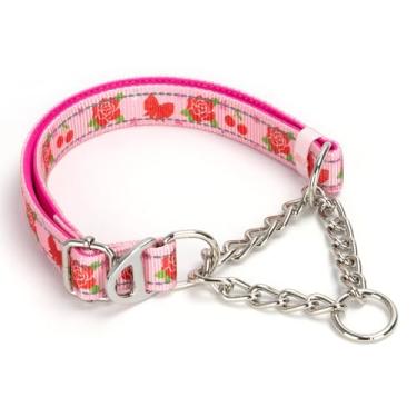 Imagem de Coleira para cachorro rosa martingale, coleira refletiva sem puxar ajustável para cães médios, grandes e GG (rosa grande)