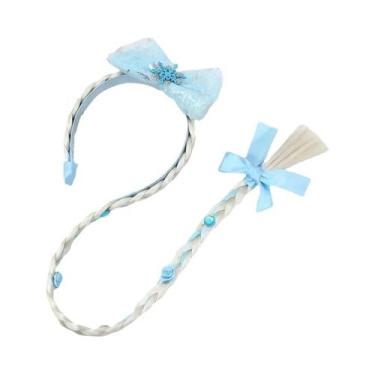 Imagem de Tiara De Flores Para Meninas Com Peruca Trançada E Diamante Para Cospl