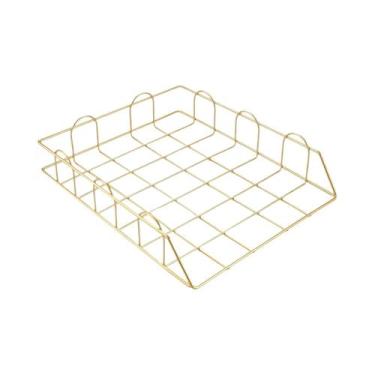 Imagem de 1 pçs organizador de arquivo de mesa metal empilhável horizontal carta