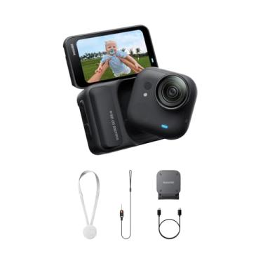 Imagem de Insta360 Pacote GO Ultra Standard Midnight Black - Câmera 4K minúscula com as mãos livres, leve e portátil, excelência em pouca luz, montagem em qualquer lugar, estabilização FlowState, vida útil da