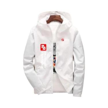 Imagem de Jaqueta Slim Com Capuz À Prova De Vento Para Homens, Casual, Com Zíper