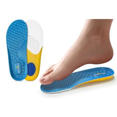 Imagem de Skyfoot Palmilhas de sapato para crianças, substituições de inserções desgastadas, confortáveis, respiráveis, cortadas para caber em solas de sapatos resistentes para tênis infantis (azul - 1 par