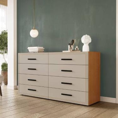 Imagem de Cômoda Valência 8 Gavetas Freijó Creme Politorno Móveis